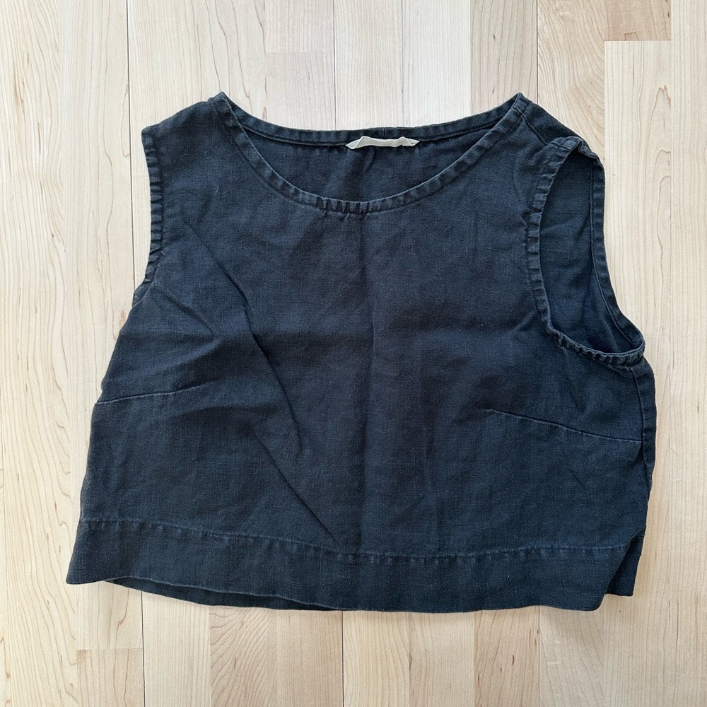 RARE elizabeth suzann black linen crop top no longer made !